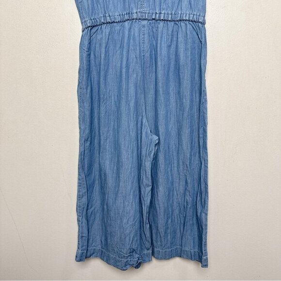 GAP Womens Large Vneck Sleeveless Chambray Capri Romper - Picture 13 of 14